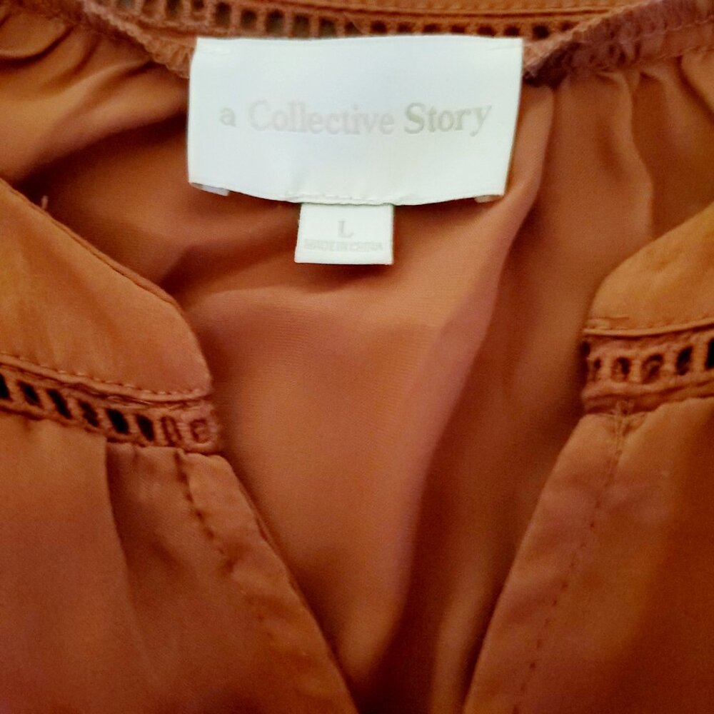 Anthropologie Collective Story Flowy Smocked Embroidred Boho Cottagecore Large View 6